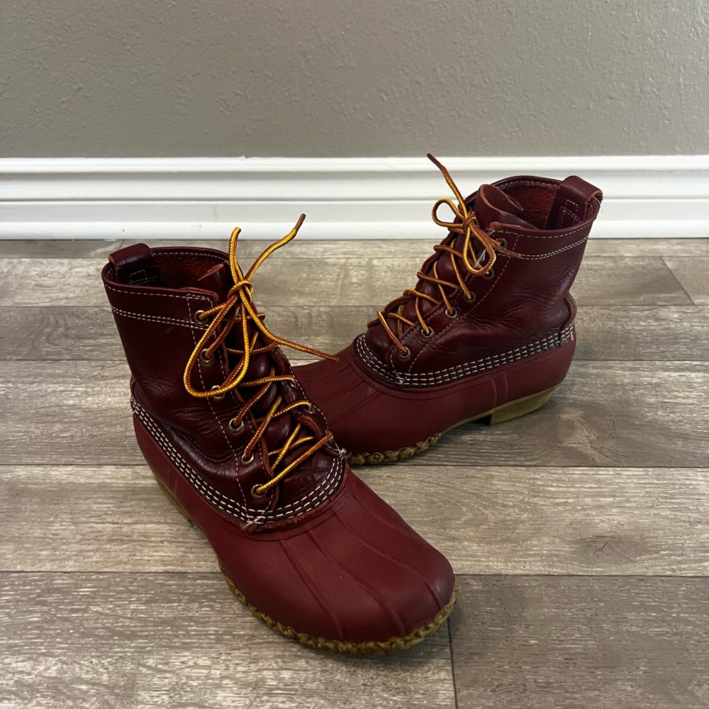 Red LL Bean Duck Boots